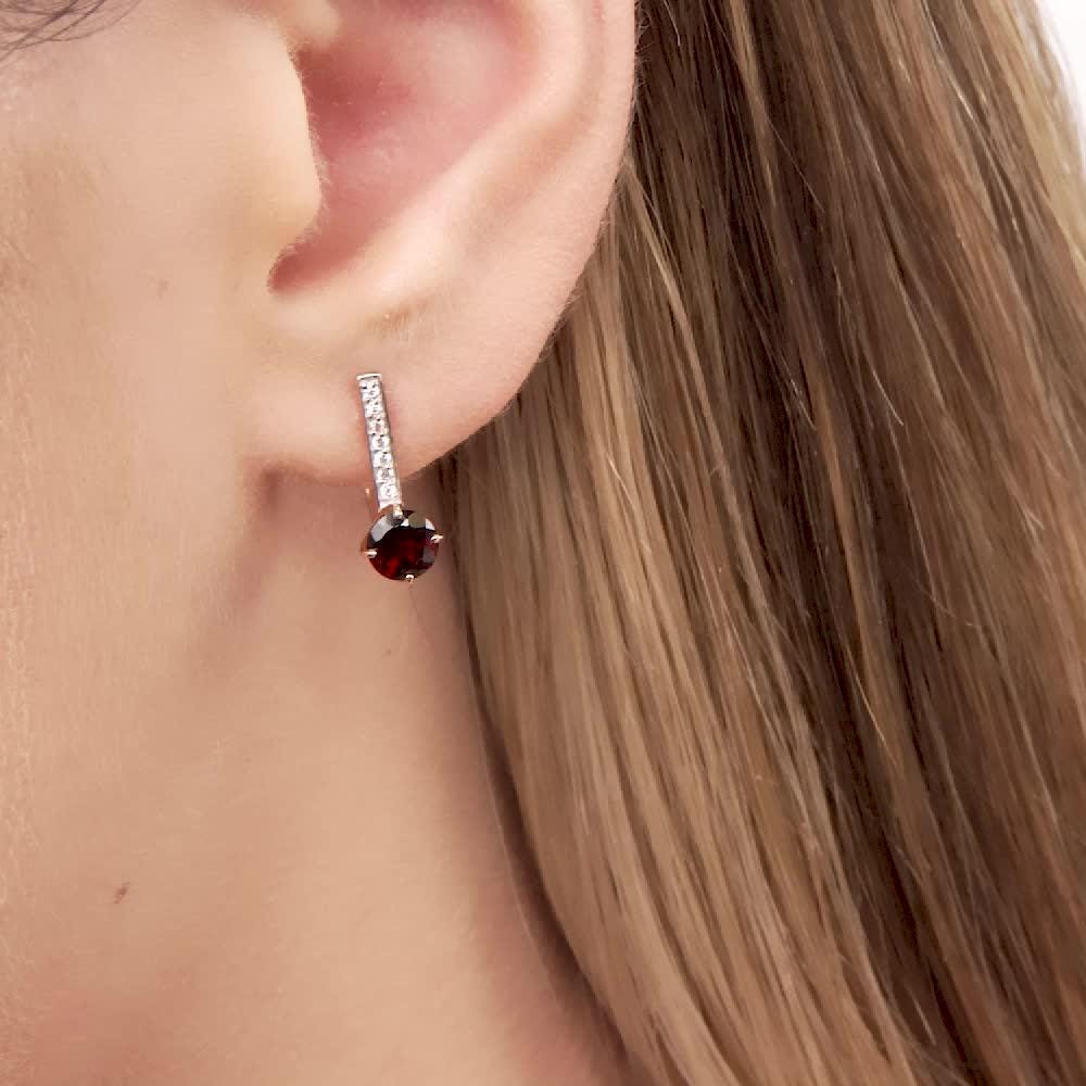 Garnet and Diamond Earrings | Rose Gold Dangles.