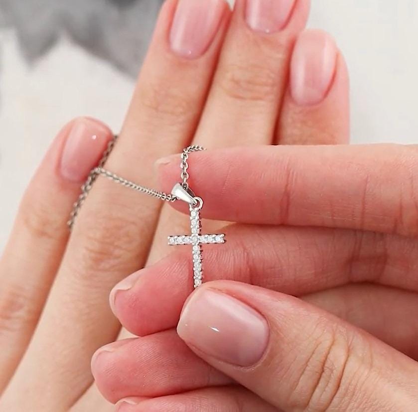 Solid Gold Diamond Cross Pendant Necklace | Religious Jewelry,