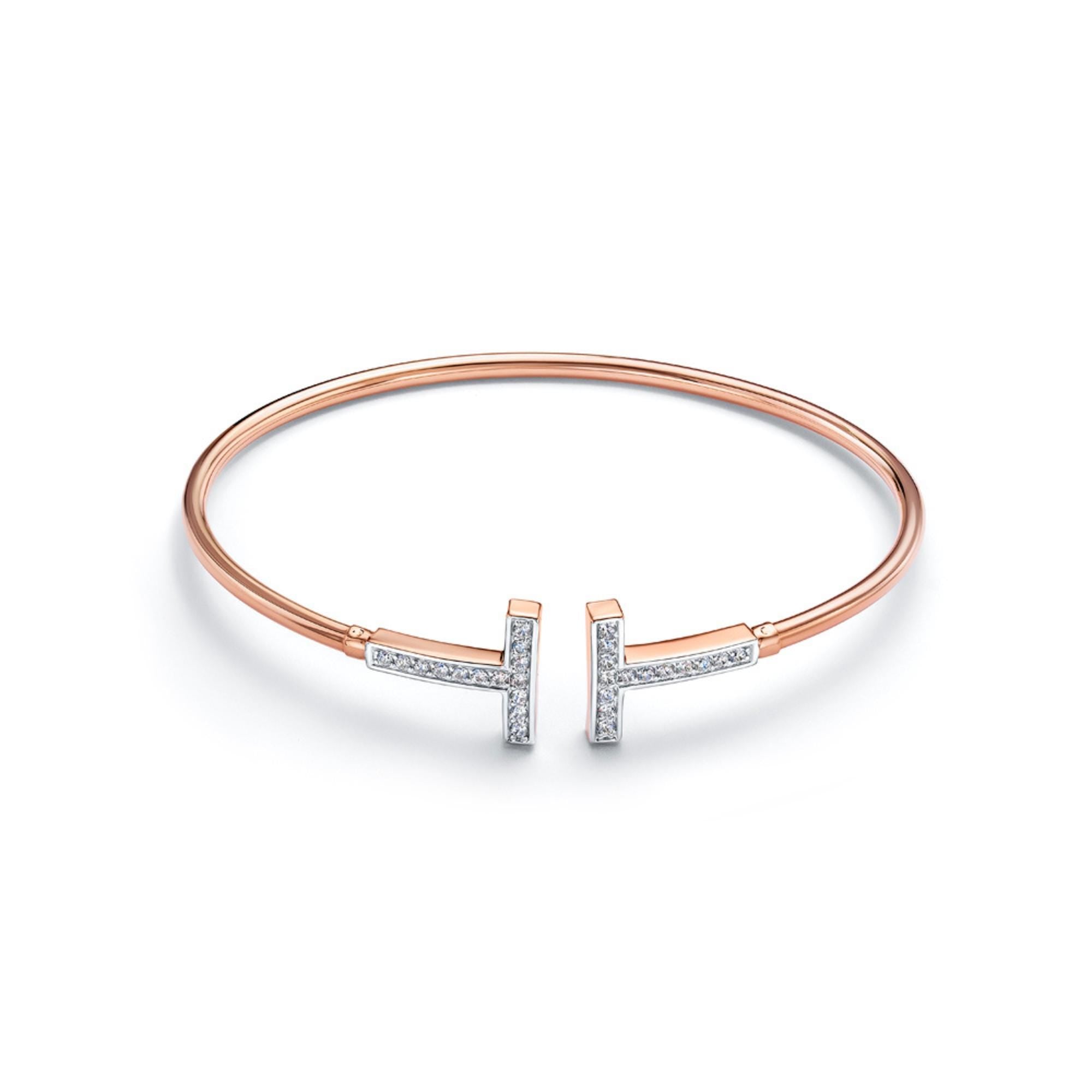 Solid Gold T Bar Diamond Bangle, Minimalist Jewelry.