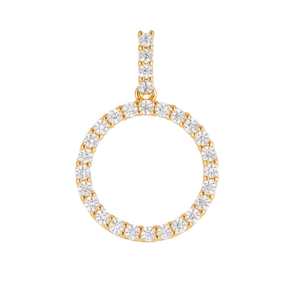 Solid Gold Diamond Circle Pendant, Halo Necklace, Fine Jewelry Gift.