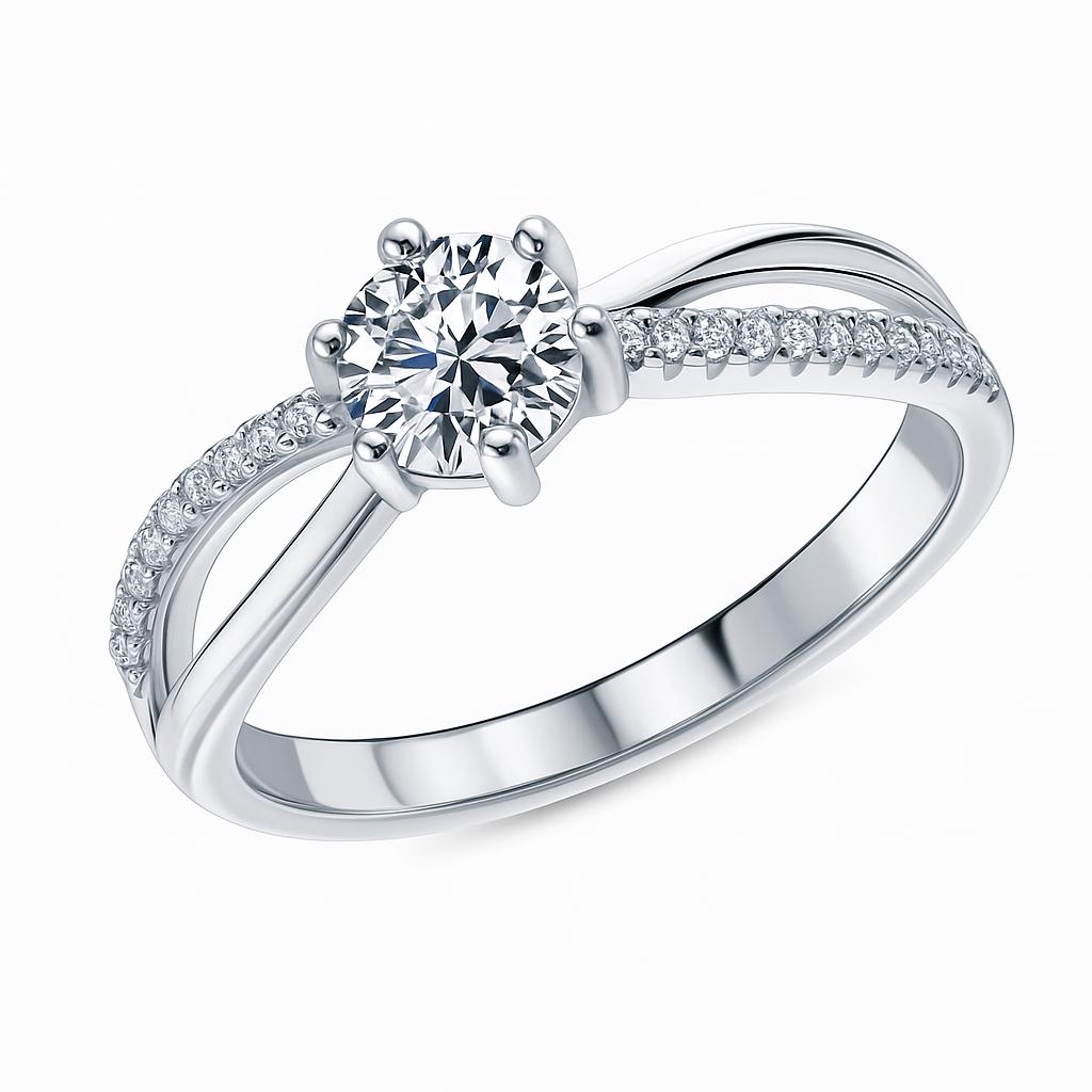 Twist Moissanite Diamond Engagement Ring | Bypass Band.