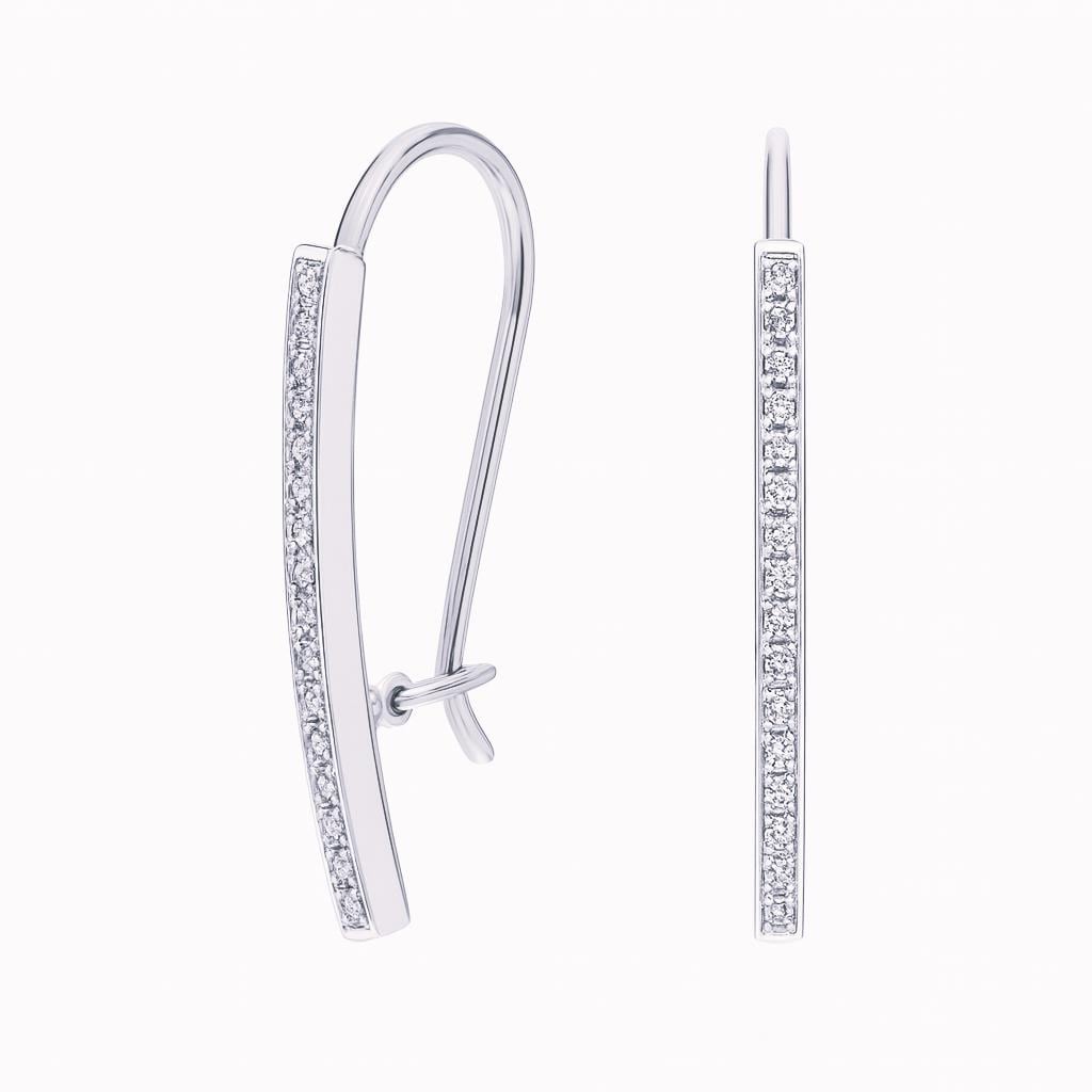 Solid Gold Diamond Bar Earrings | Modern Linear Dangle