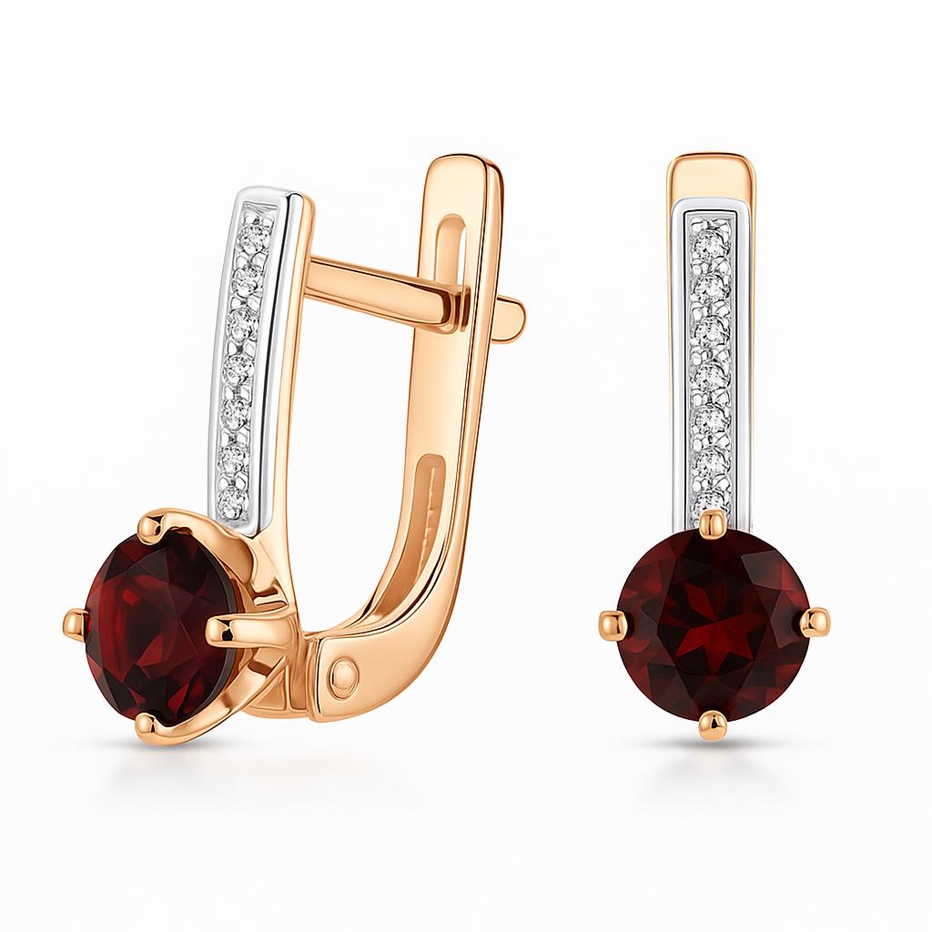 Garnet and Diamond Earrings | Rose Gold Dangles.