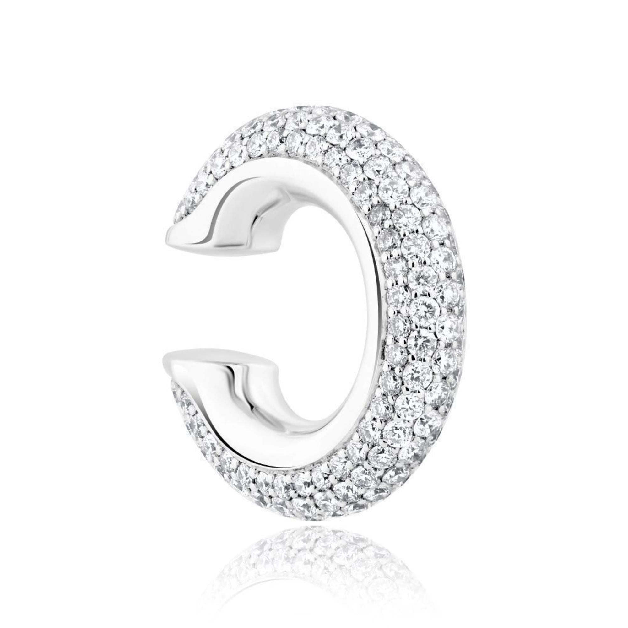 Solid Gold Diamond Ear Cuff, Five Row Sparkle