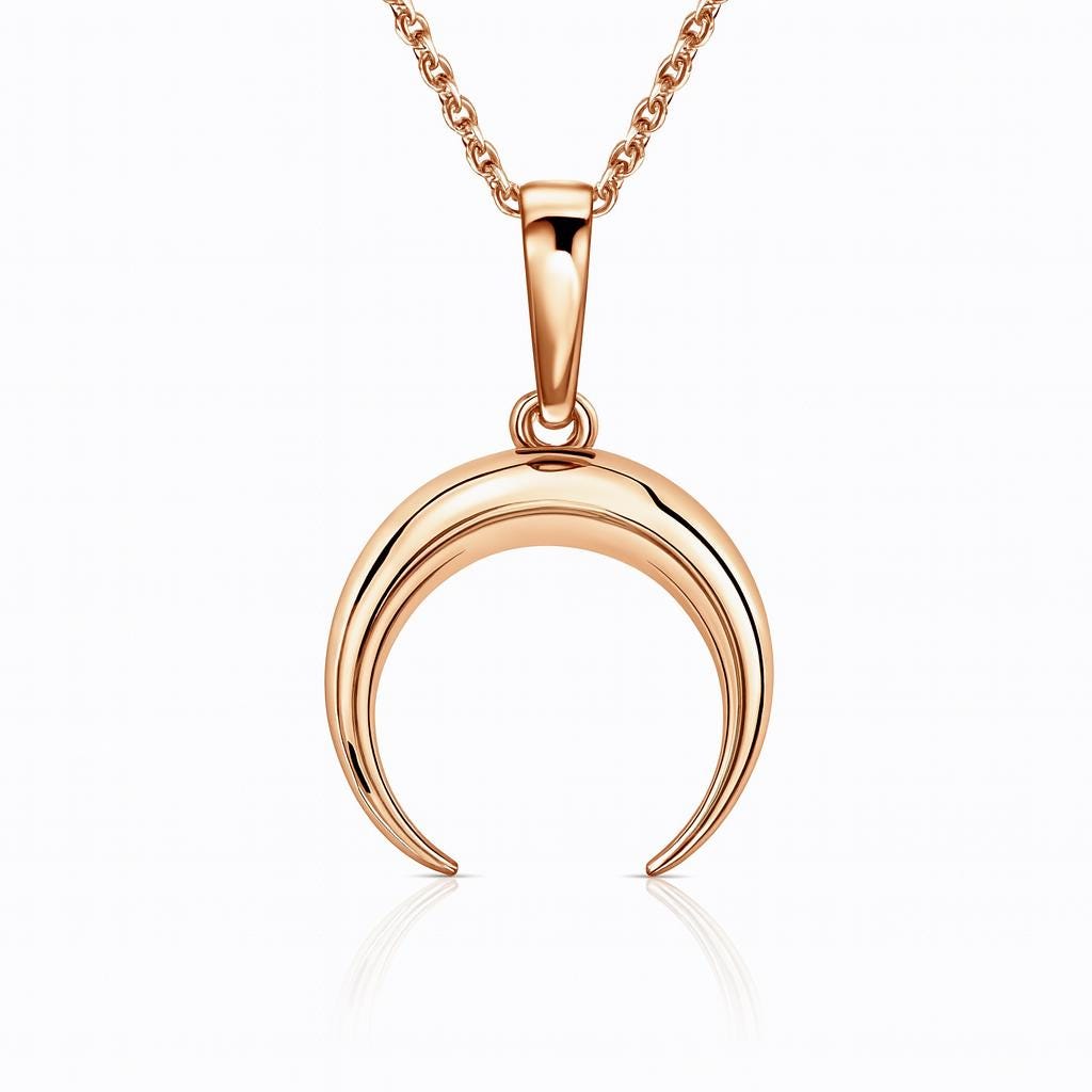 Solid Gold Crescent Moon Necklace | Dainty Lunar Pendant