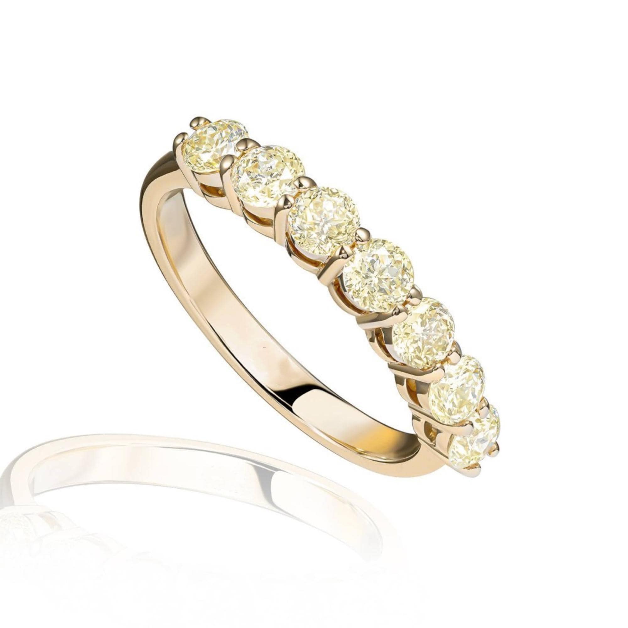 Yellow Moissanite Diamond Gold Eternity Band, Wedding Anniversary.