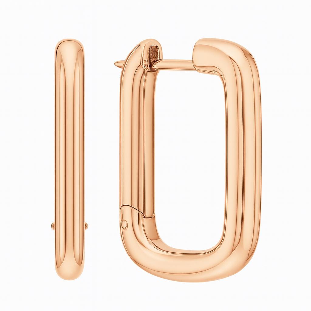 Rose Gold Oval Hoop Earrings | Modern Huggie Hoops