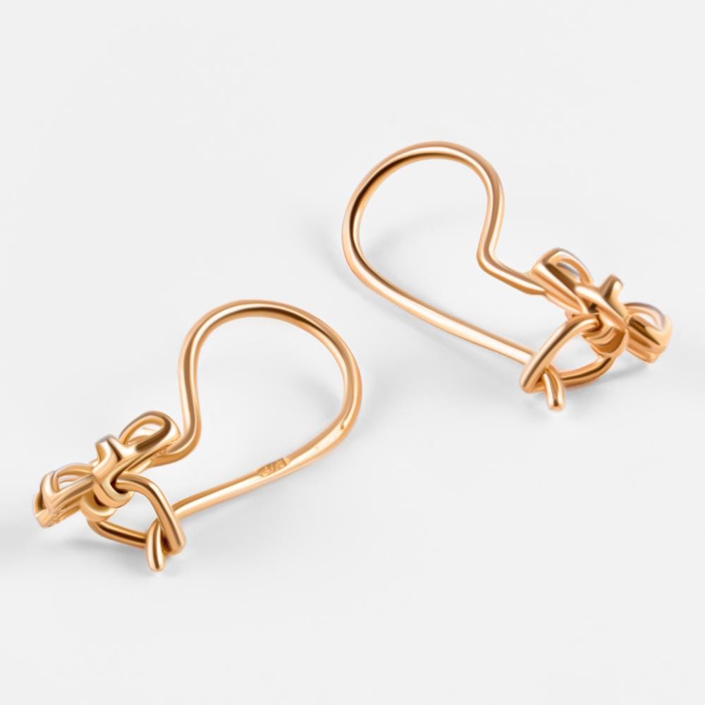 Solid Gold Floral Earrings, Two-Tone Flower Hoop Design.