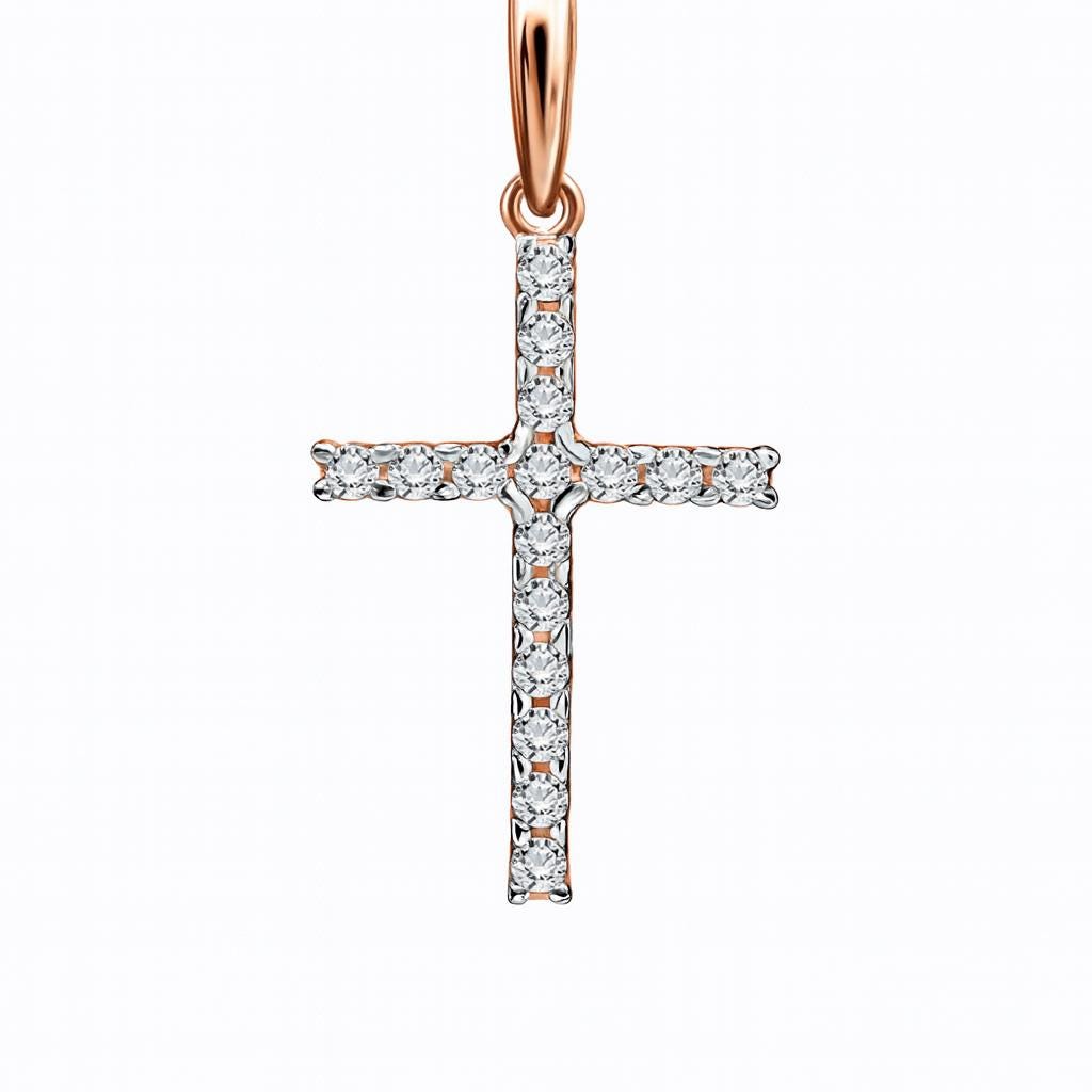 Diamond Cross Pendant | Solid Gold Faith Necklace, 0.15ct