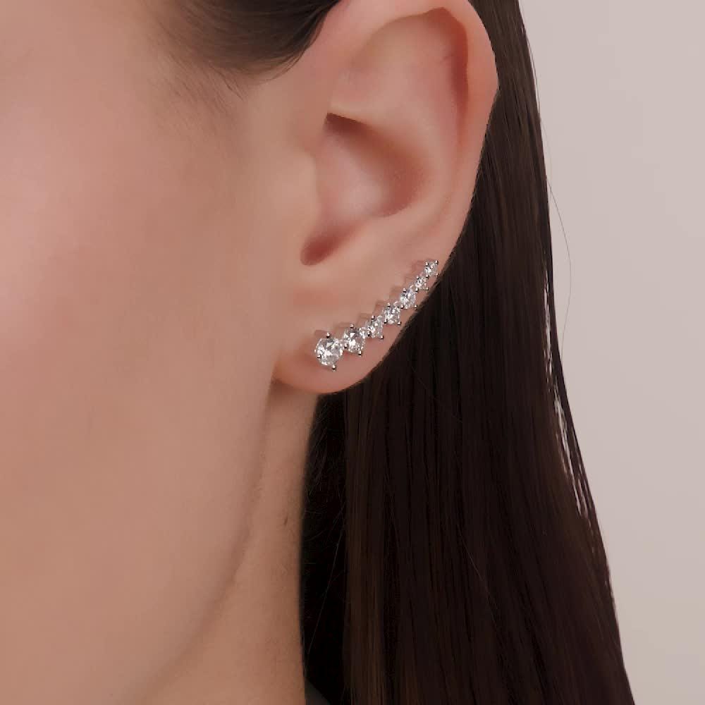 Diamond Climber Earrings | Gold Graduated Ear Crawlers.
