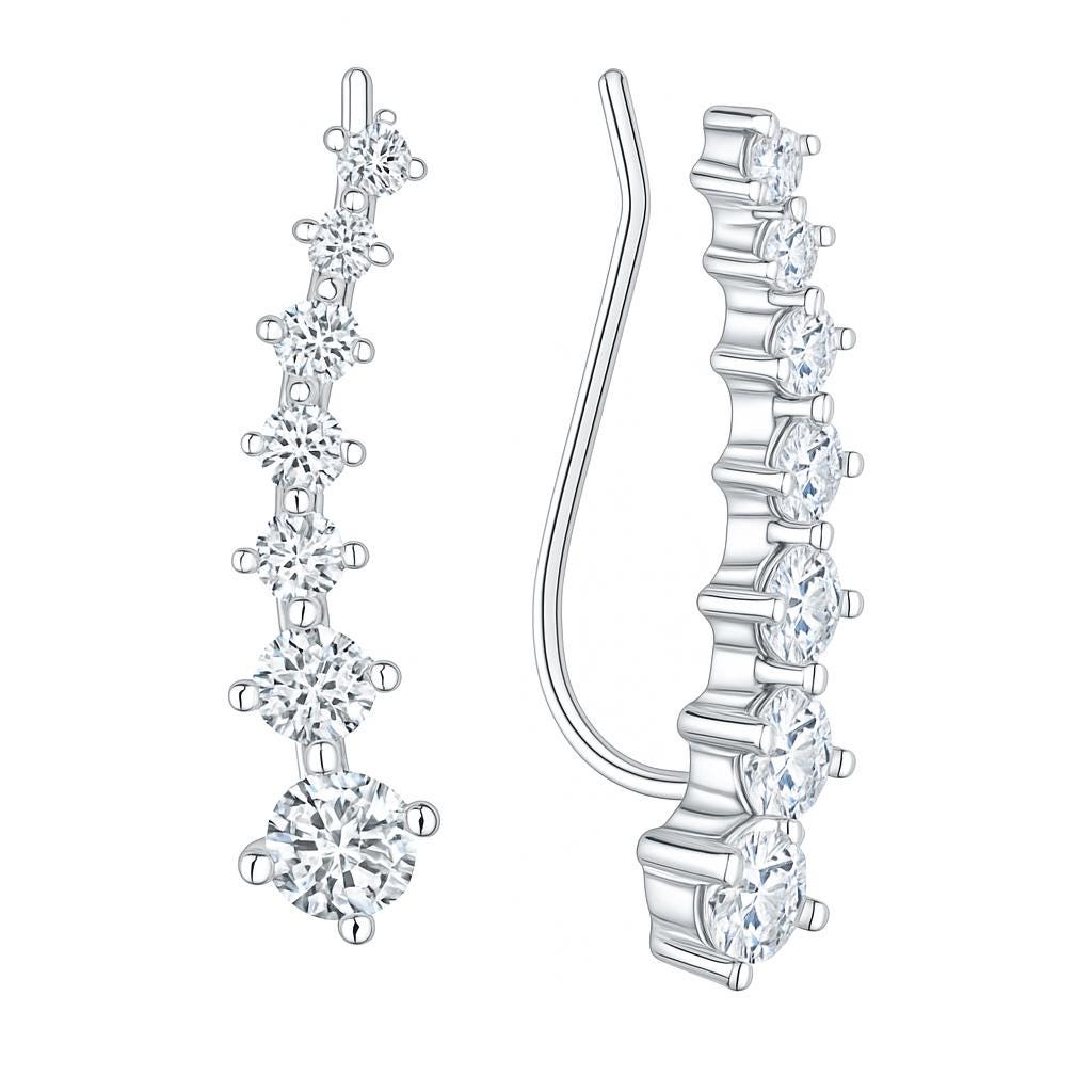 Diamond Climber Earrings | Gold Graduated Ear Crawlers.