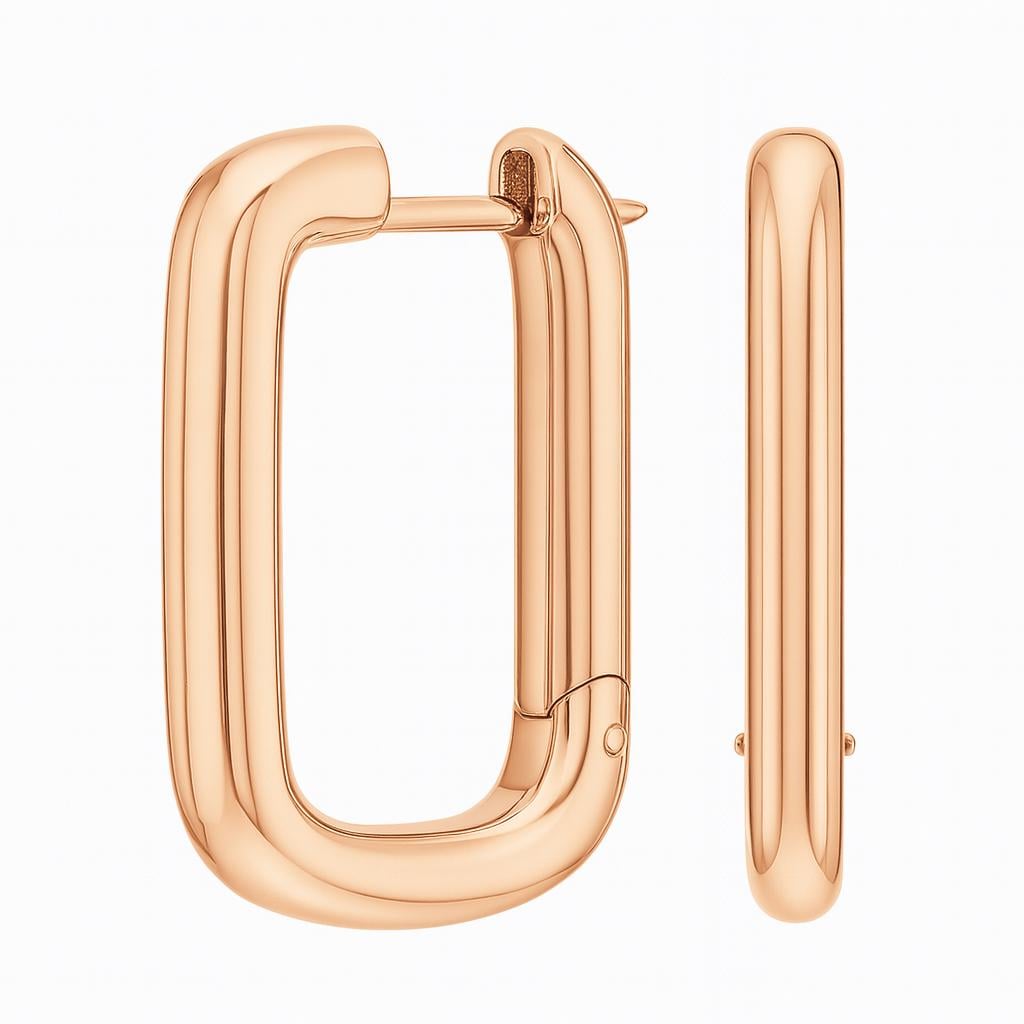 Rose Gold Oval Hoop Earrings | Modern Huggie Hoops