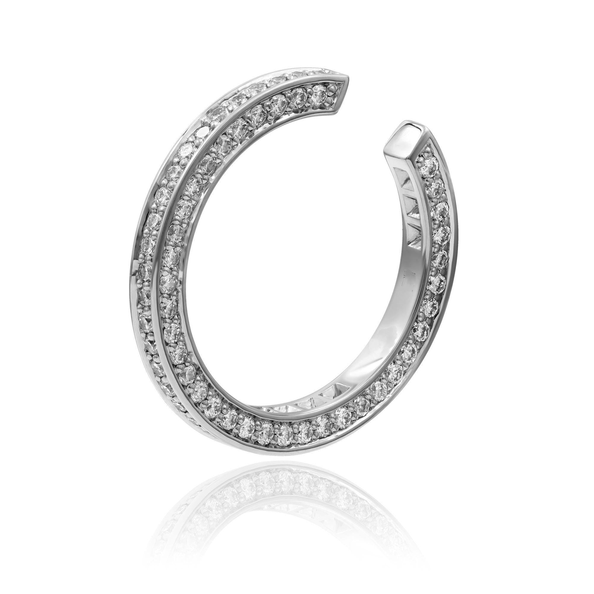 Solid Gold Diamond Ear Cuff, Triple Row Hoop, Lab Grown Diamonds