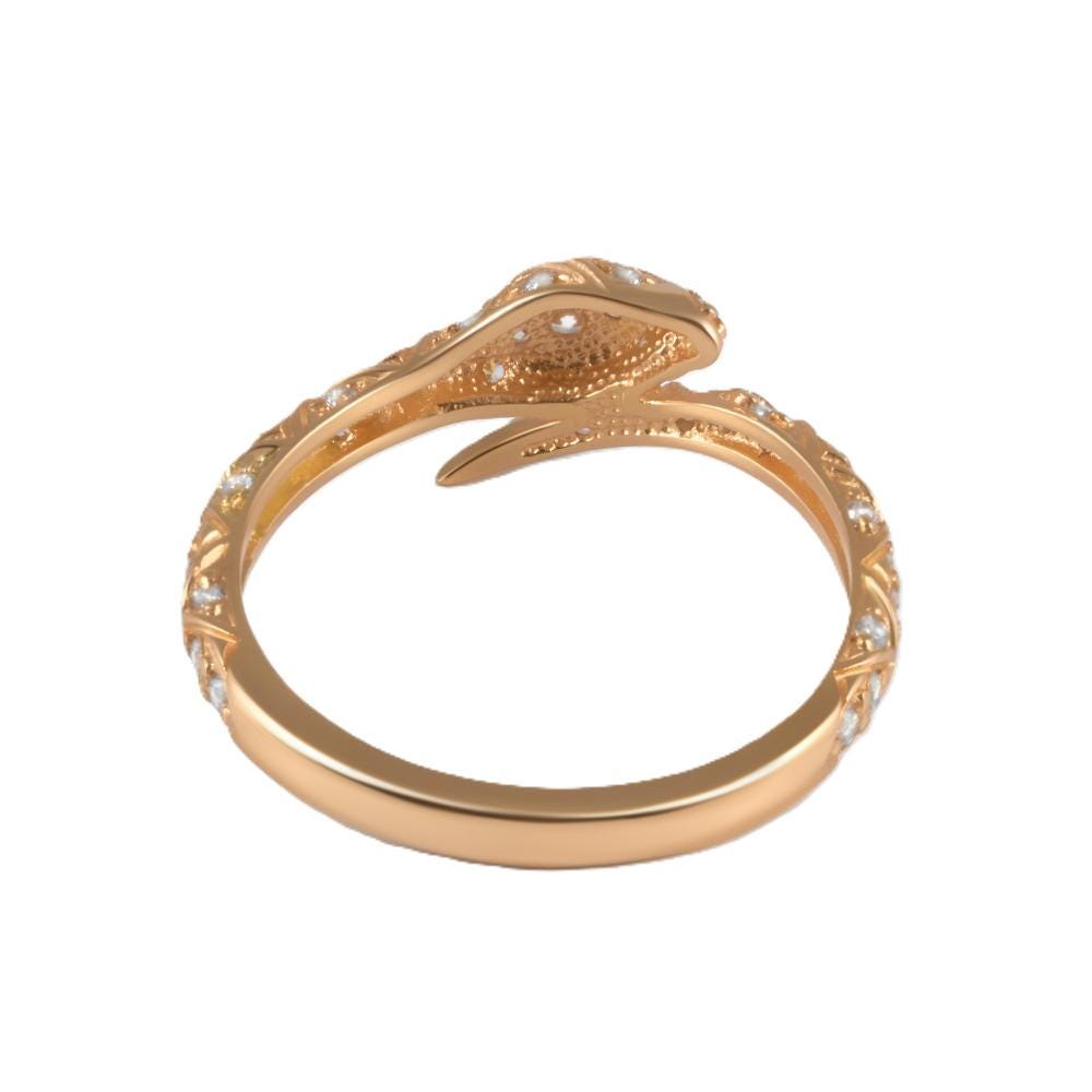 Solid Gold Diamond Snake Ring, Serpent Wrap Jewelry.