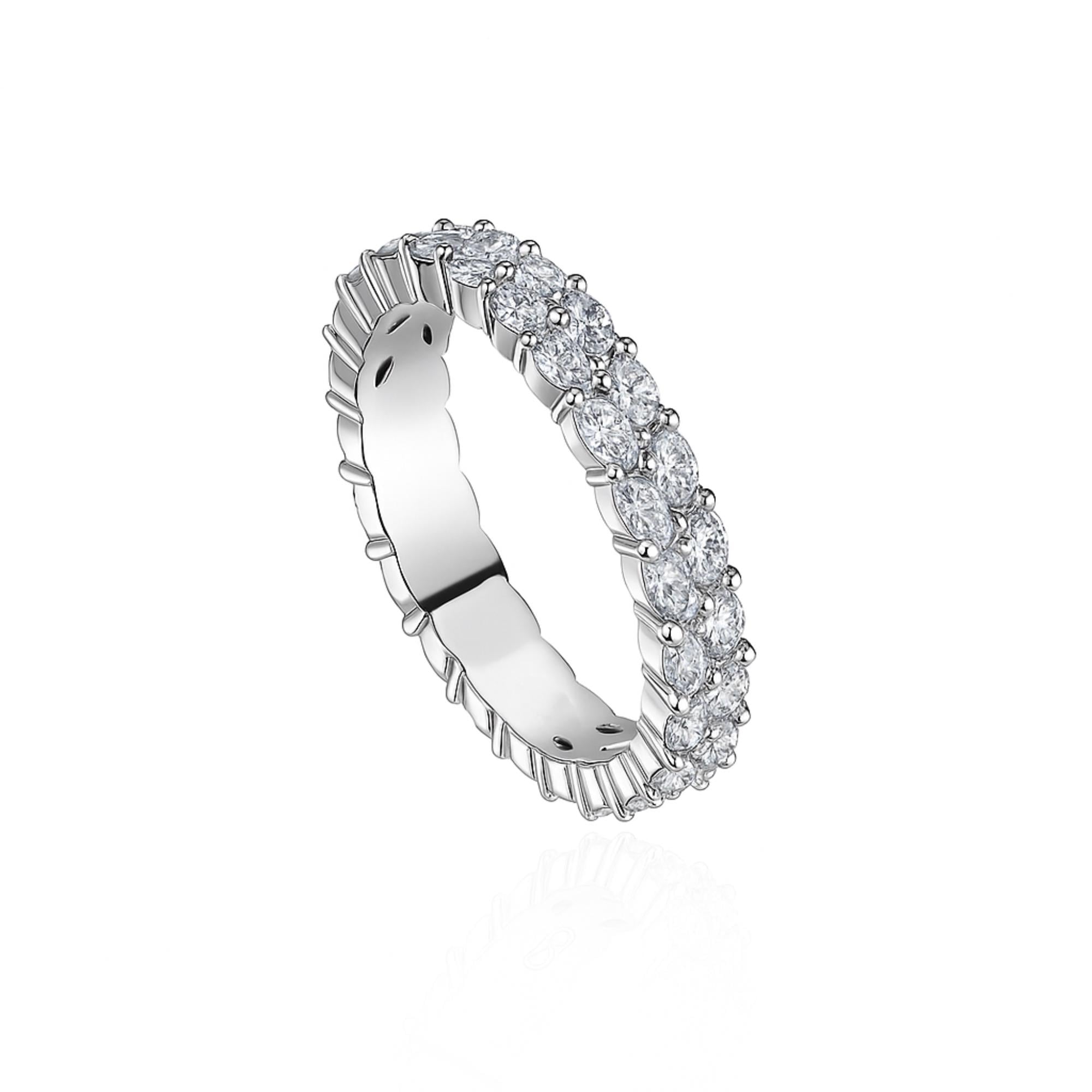 Marquise Cut Diamond Eternity Band, Solid Gold Anniversary Ring.
