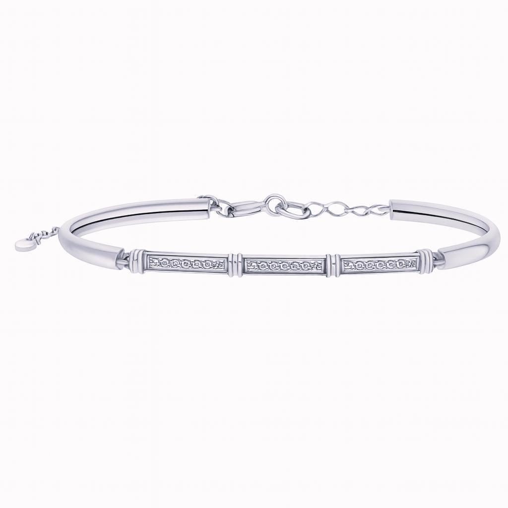 Solid Gold Two-Tone Diamond Bar Bangle | Adjustable Minimalist Bracelet