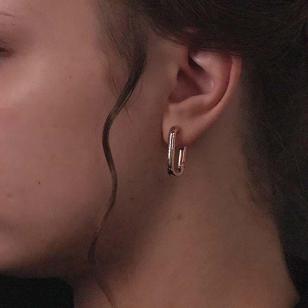 Rose Gold Oval Hoop Earrings | Modern Huggie Hoops