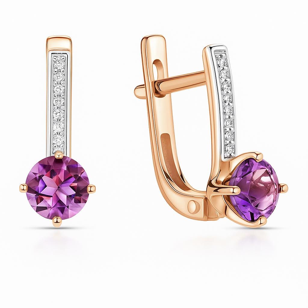 Garnet and Diamond Earrings | Rose Gold Dangles.