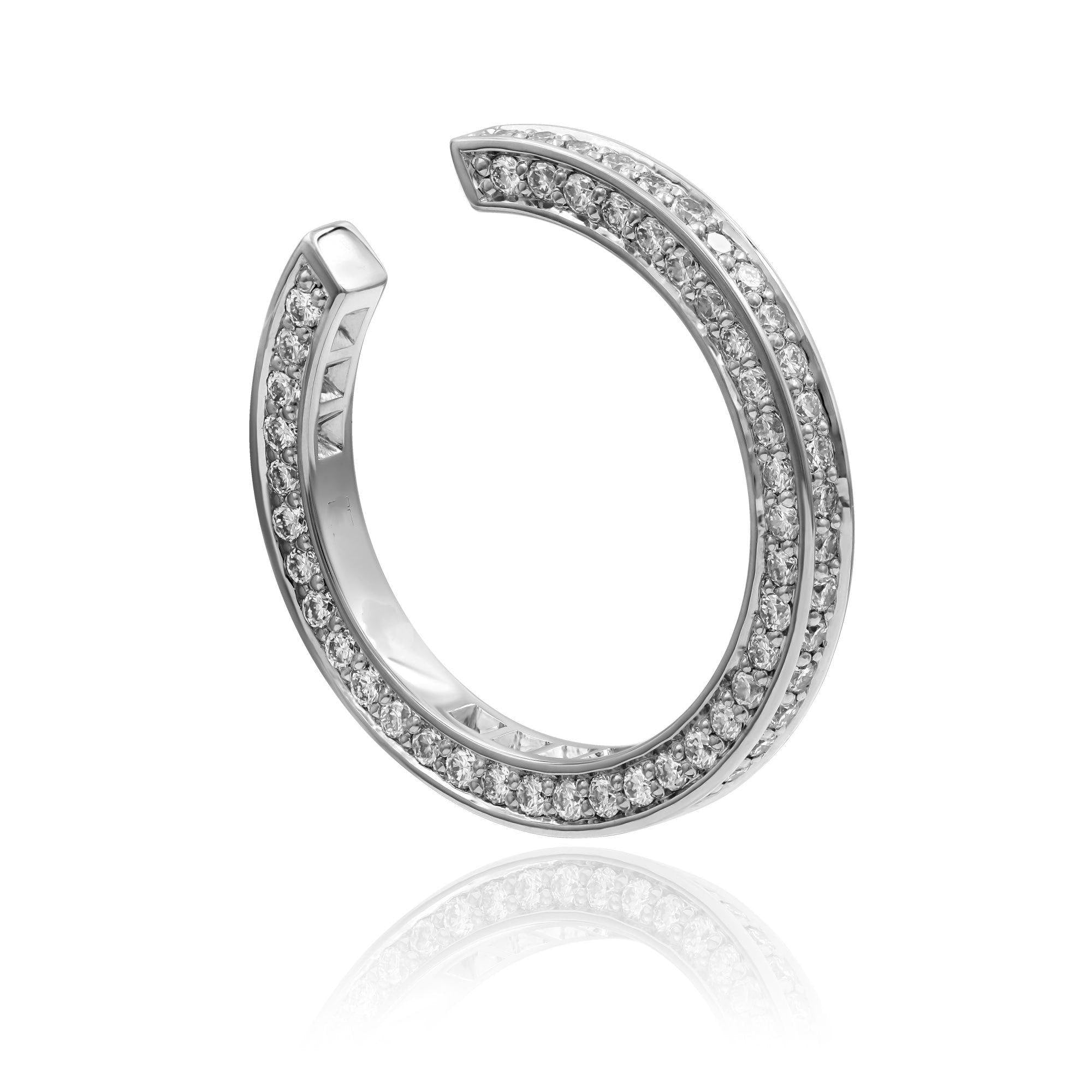 Solid Gold Diamond Ear Cuff, Triple Row Hoop, Lab Grown Diamonds