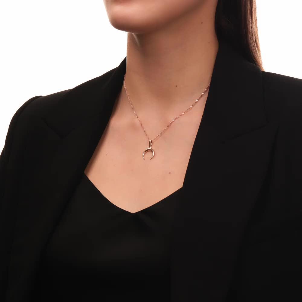 Solid Gold Crescent Moon Necklace | Dainty Lunar Pendant