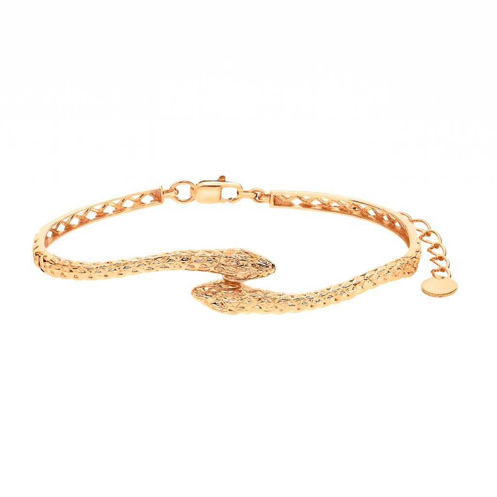 Solid Gold Snake Bracelet | Textured Serpent Bangle | Adjustable Snake Cuff Jewelry | YNCreationCo Gift.