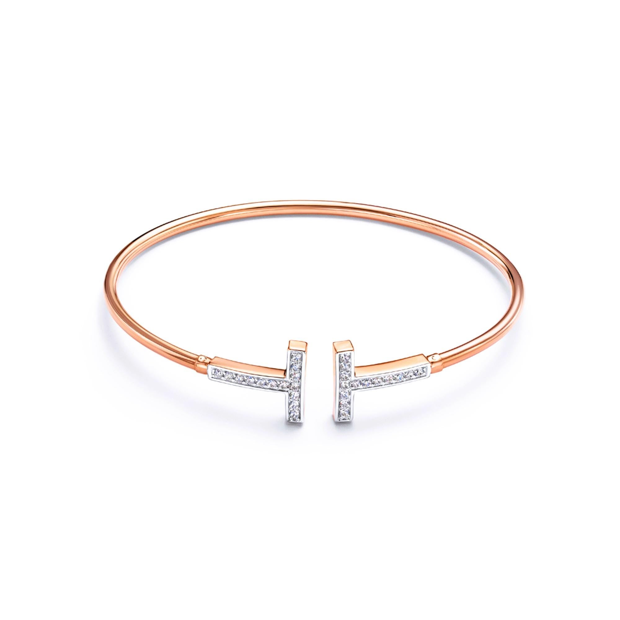 Solid Gold T Bar Diamond Bangle, Minimalist Jewelry.