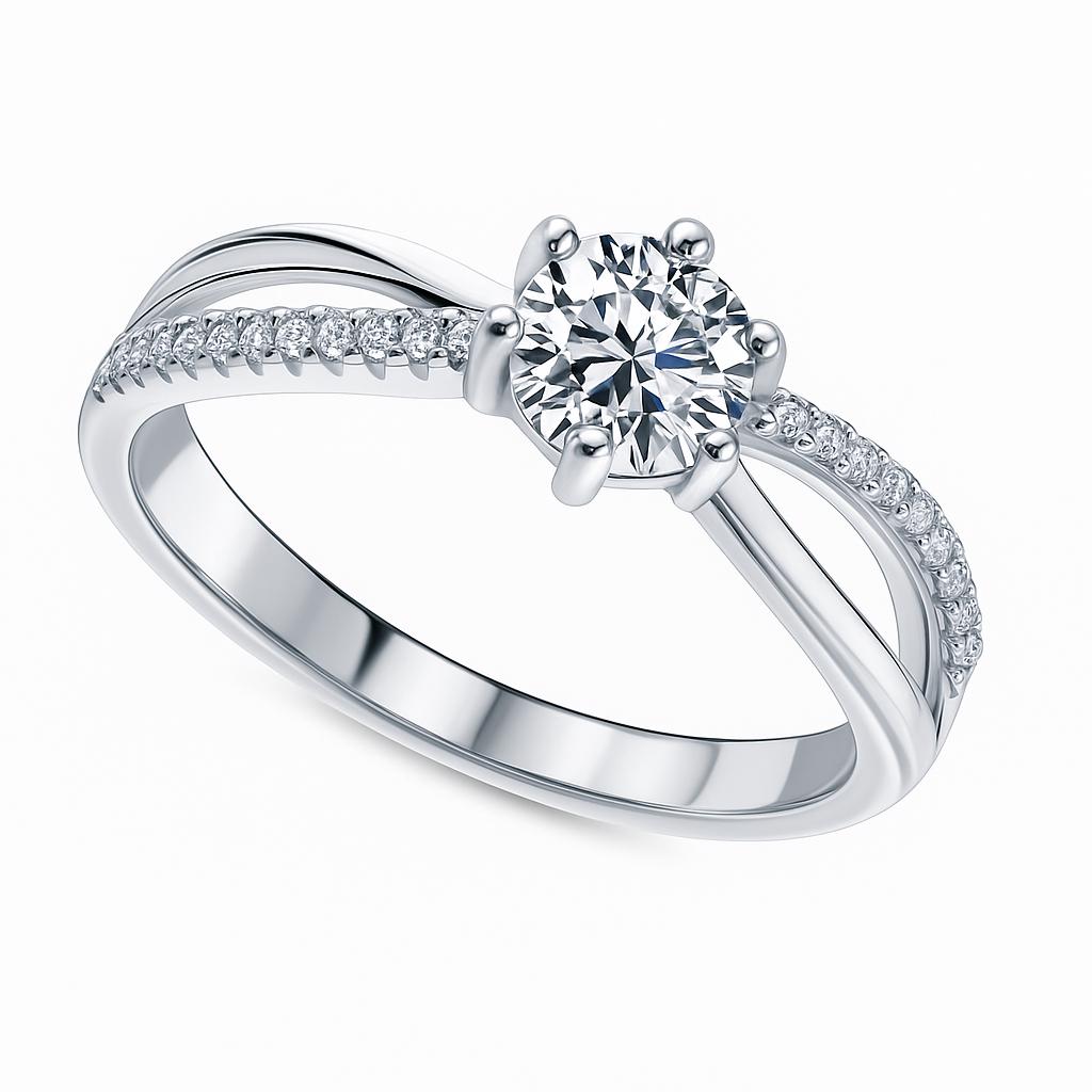Twist Moissanite Diamond Engagement Ring | Bypass Band.