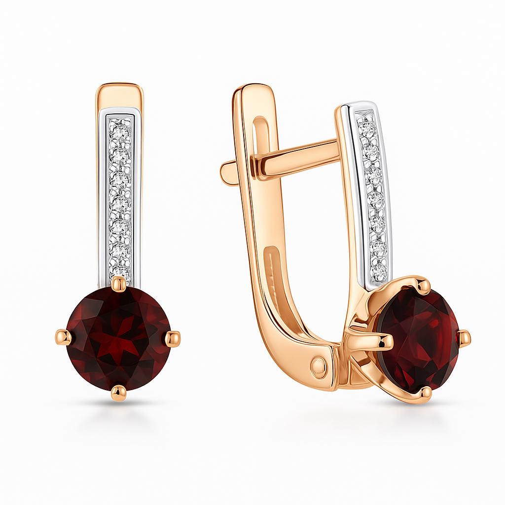Garnet and Diamond Earrings | Rose Gold Dangles.