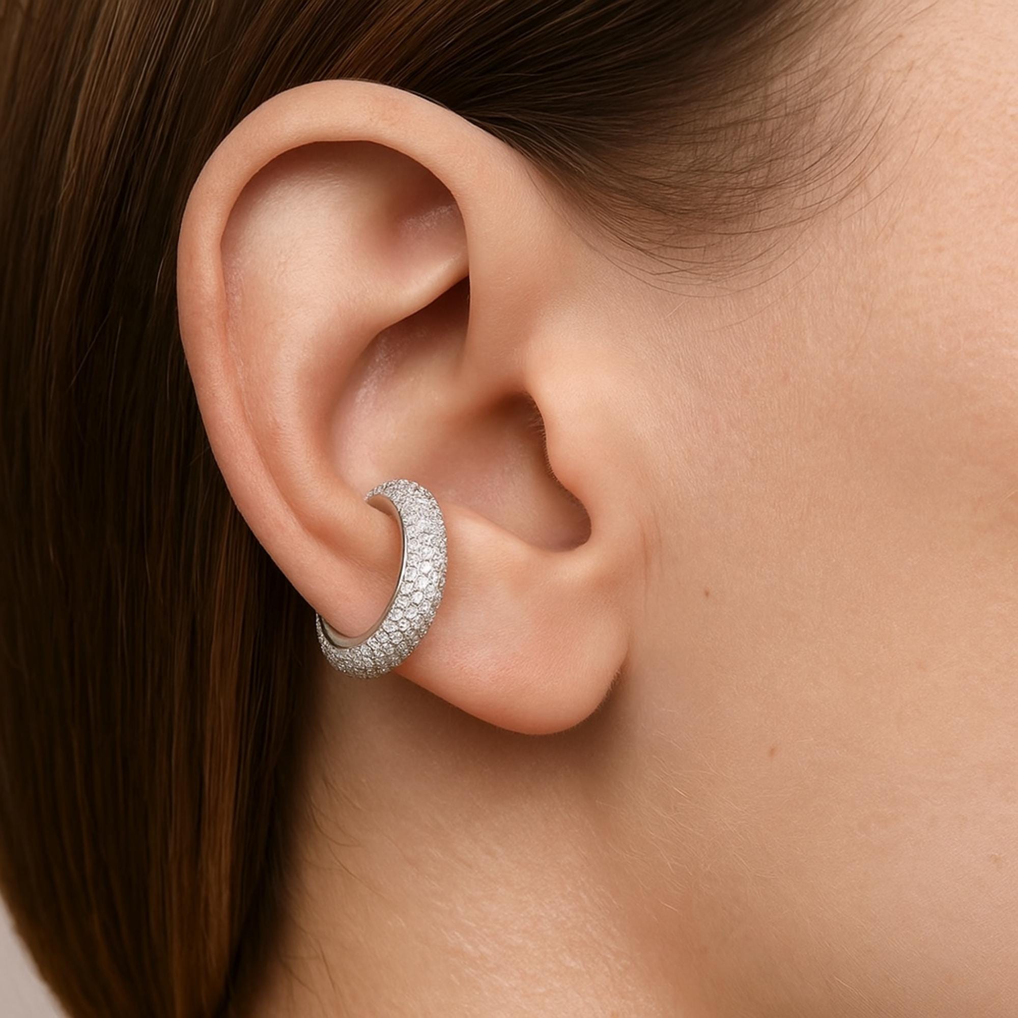 Solid Gold Diamond Ear Cuff, Five Row Sparkle