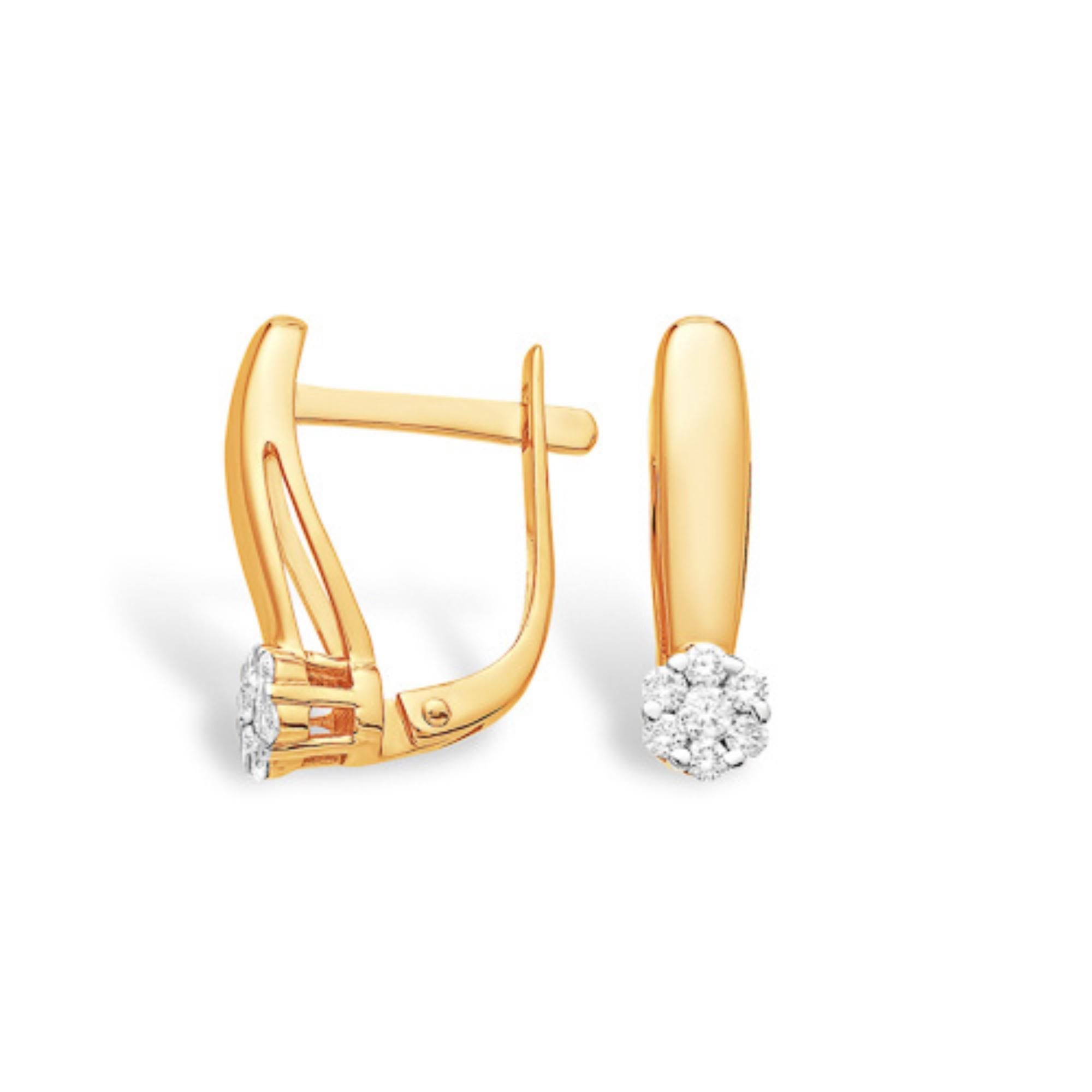 Solid Gold Diamond Flower Hoop Earrings, Modern Cluster Jewelry.