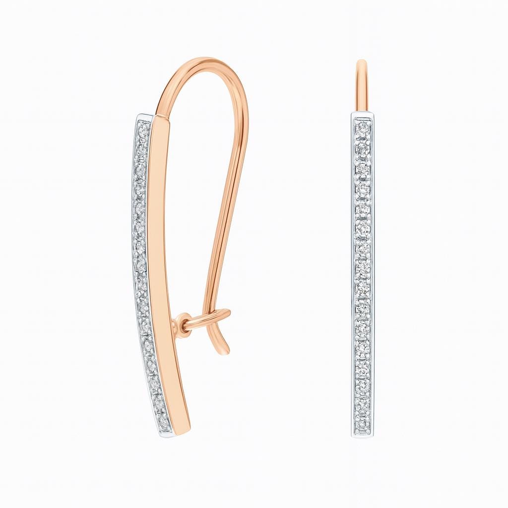Solid Gold Diamond Bar Earrings | Modern Linear Dangle