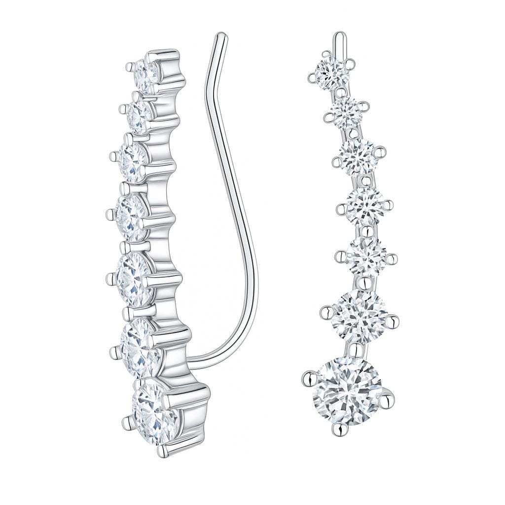 Diamond Climber Earrings | Gold Graduated Ear Crawlers.