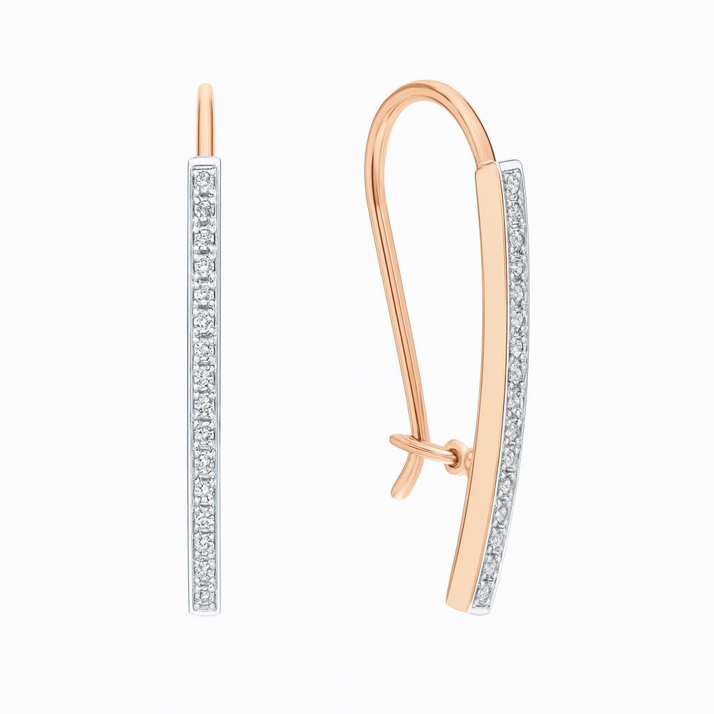Solid Gold Diamond Bar Earrings | Modern Linear Dangle