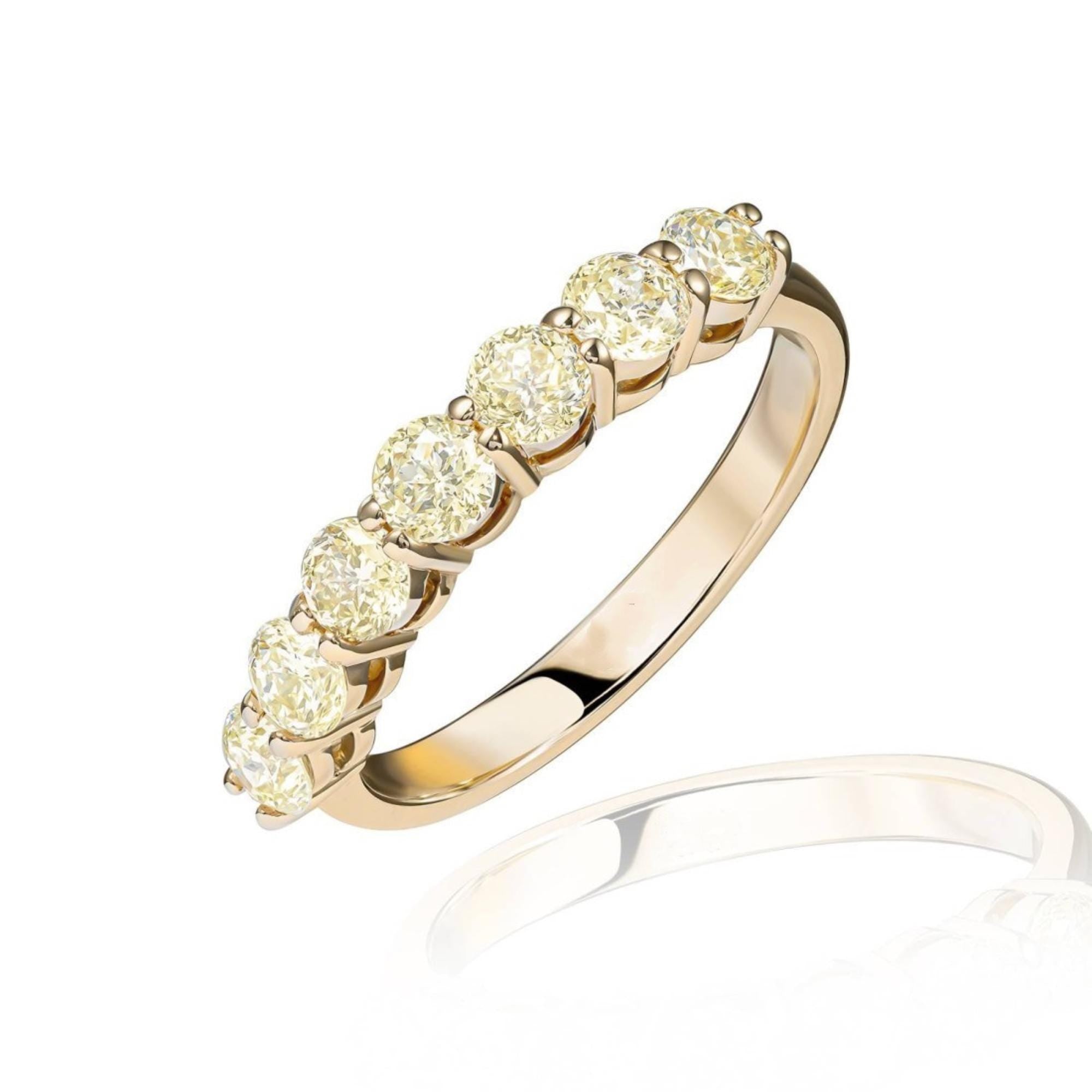 Yellow Moissanite Diamond Gold Eternity Band, Wedding Anniversary.